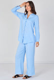 8Pcs Sky Blue Shirt and Trouser Co-Ord Set