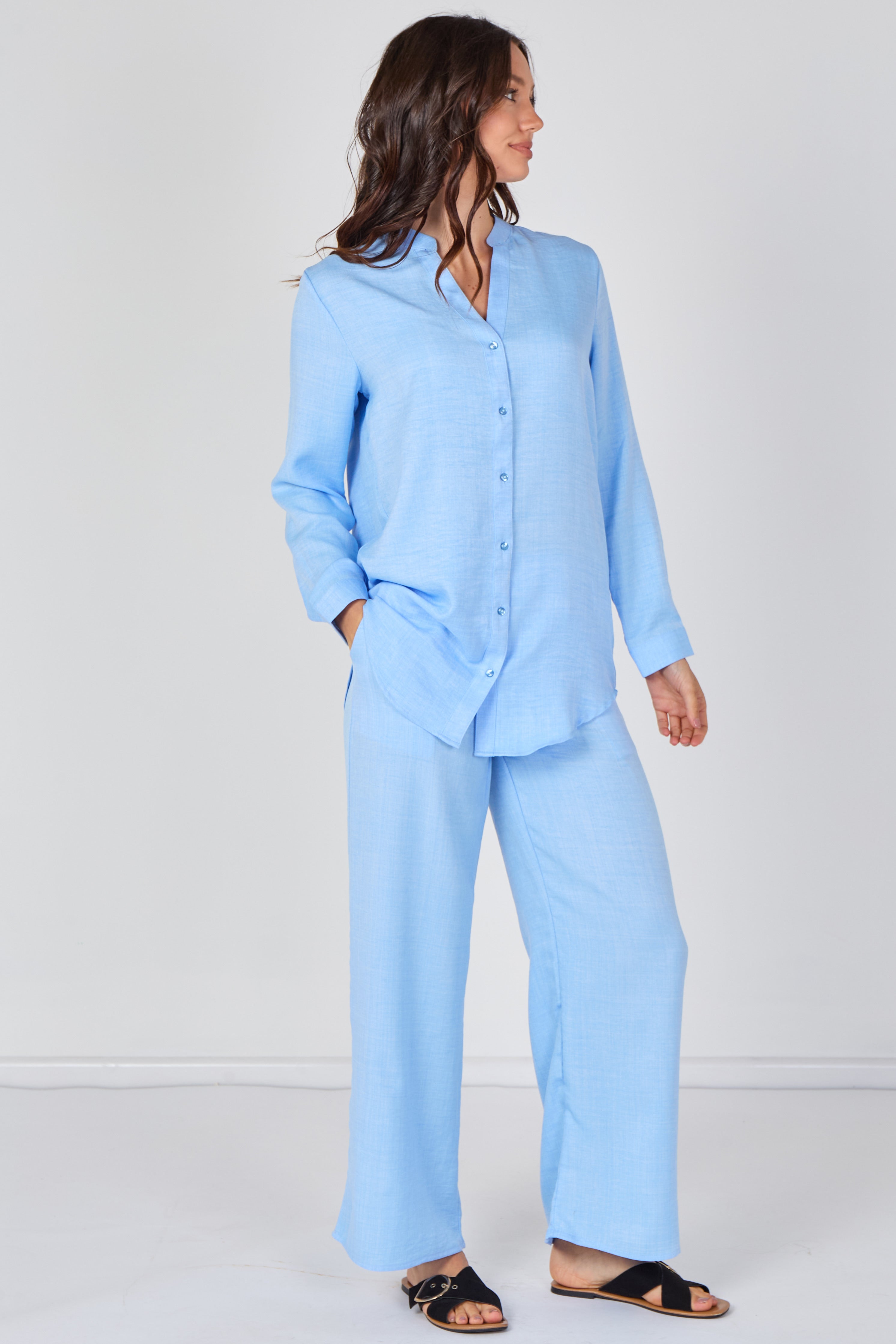 8Pcs Sky Blue Shirt and Trouser Co-Ord Set