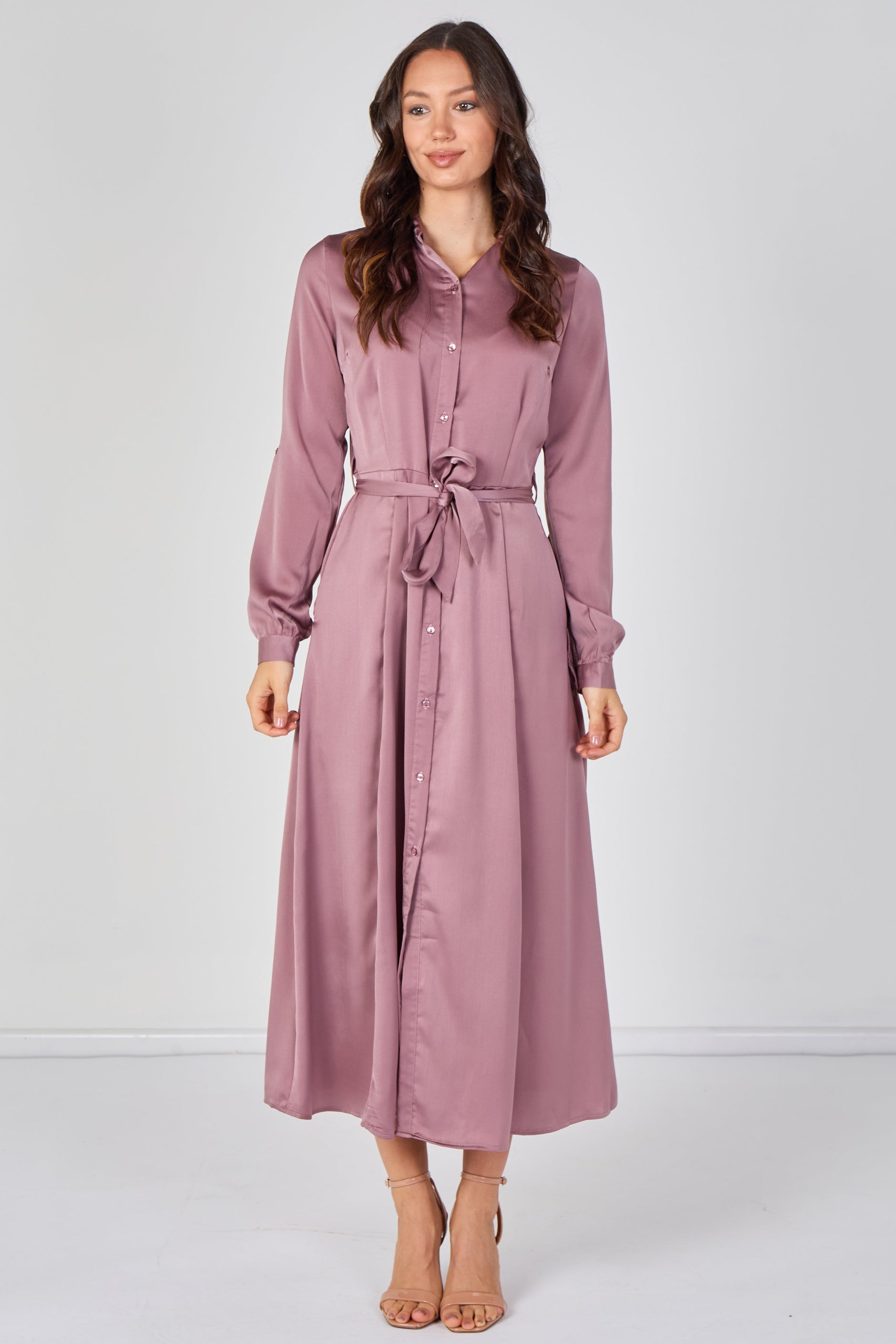 dusty rose dress shirt 8Pcs Velvety Satin Belted Maxi cute lace outfit available in size XL Color:Passion Purple Vasiliki Maxi Dress White