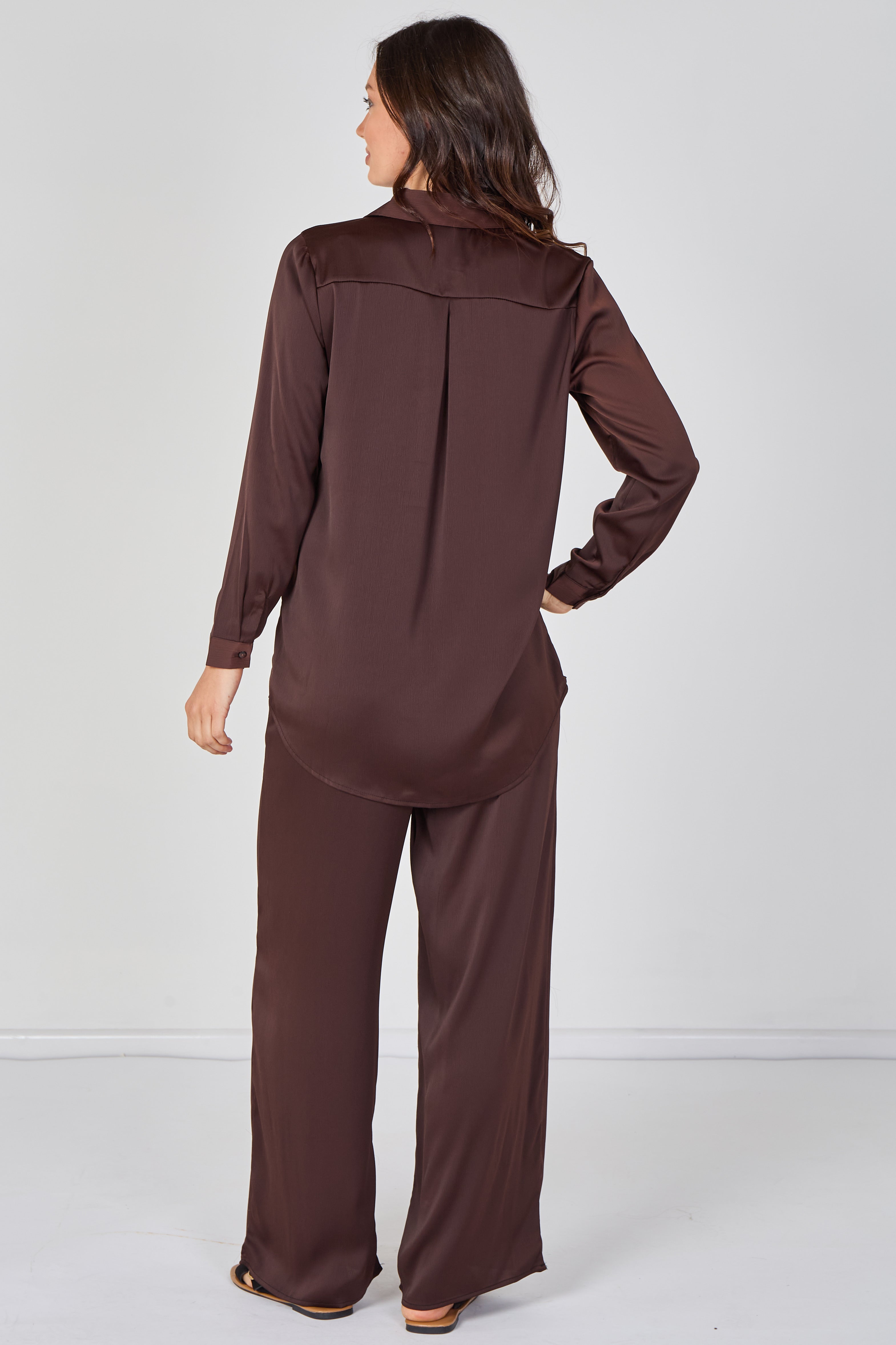 8Pcs Expresso Satin Shirt and Trousers Co-Ord