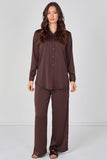8Pcs Expresso Satin Shirt and Trousers Co-Ord