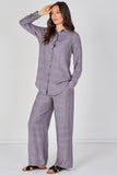 8Pcs Grey Geometric Print Shirt andTrouser Co-Ord Set