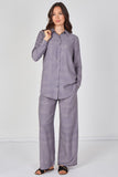 8Pcs Grey Geometric Print Shirt andTrouser Co-Ord Set