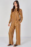8Pcs Mustard Stripe Shirt and Trouser Co-Ord Set