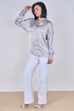 9Pcs Silver Grey Brushed Satin Oversized Shirt
