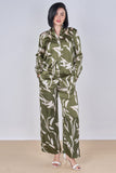 8Pcs Olive Abstract Leaf Print Co-Ord Set