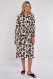 8Pcs Black Botanical Print Midi Shirt Dress
