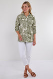 8Pcs Green Palm Leaf Print Long Sleeve Shirt