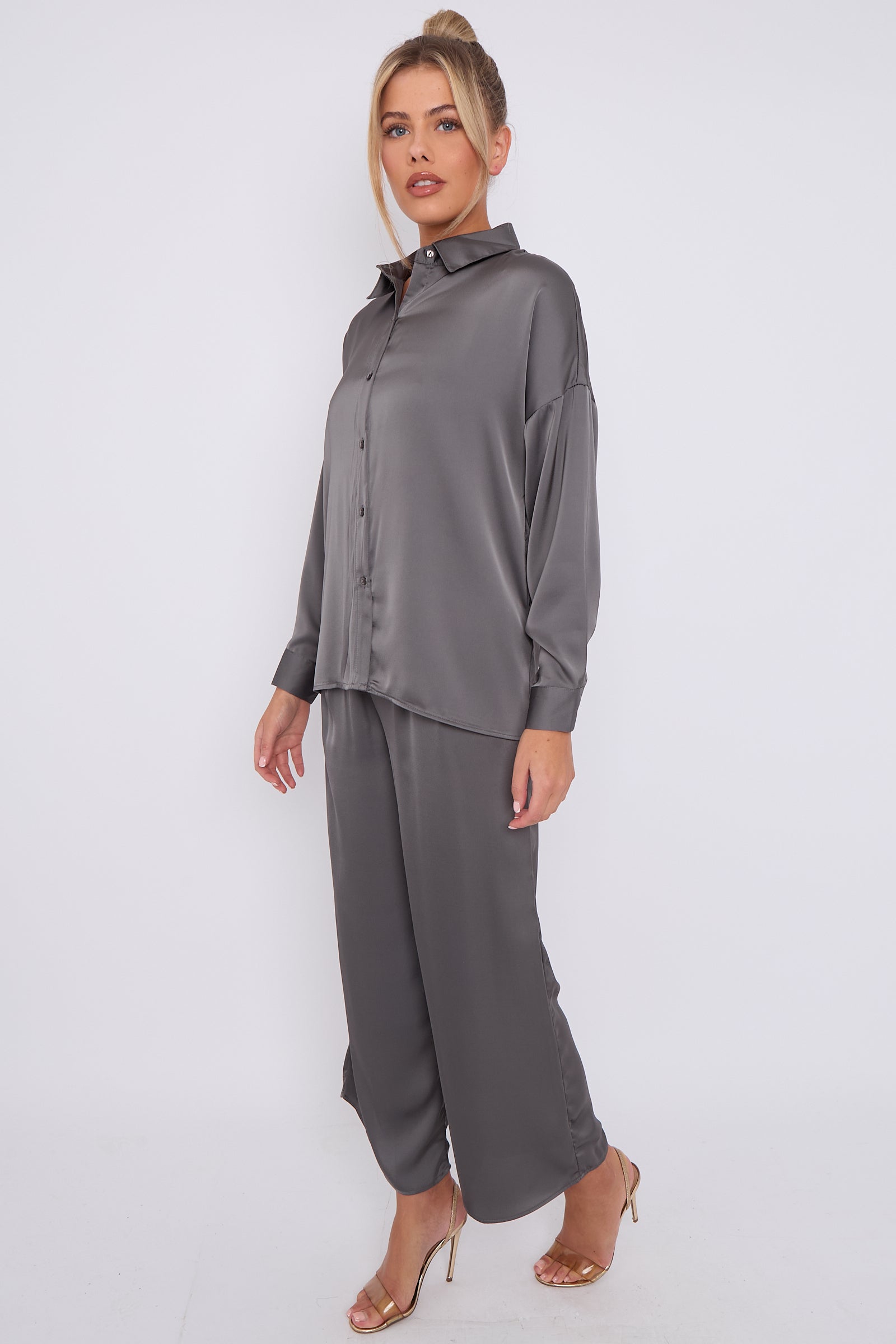 Love Sunshine Grey Brushed Satin Trousers LS-2163-2