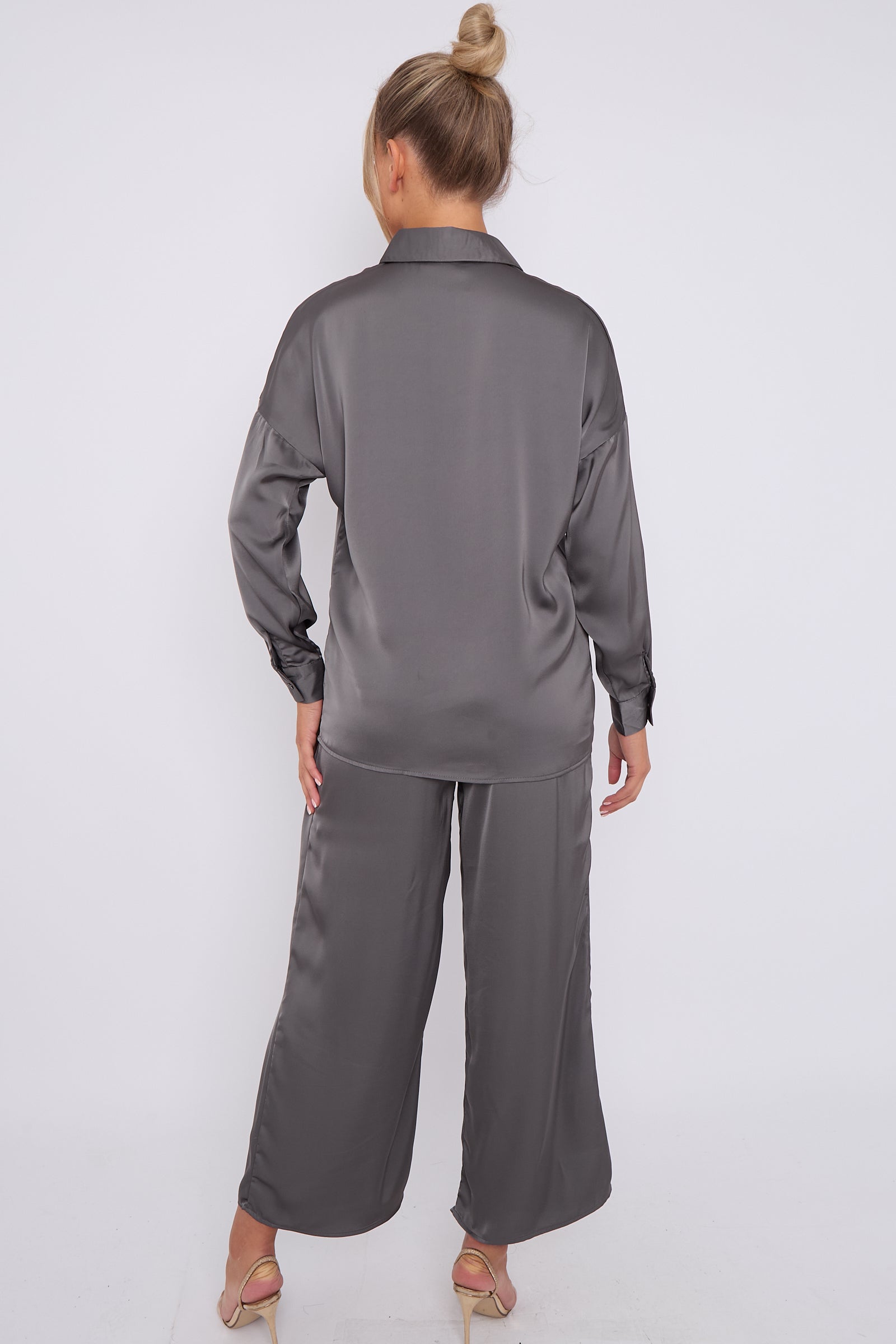 Love Sunshine Grey Brushed Satin Shirt LS-2268
