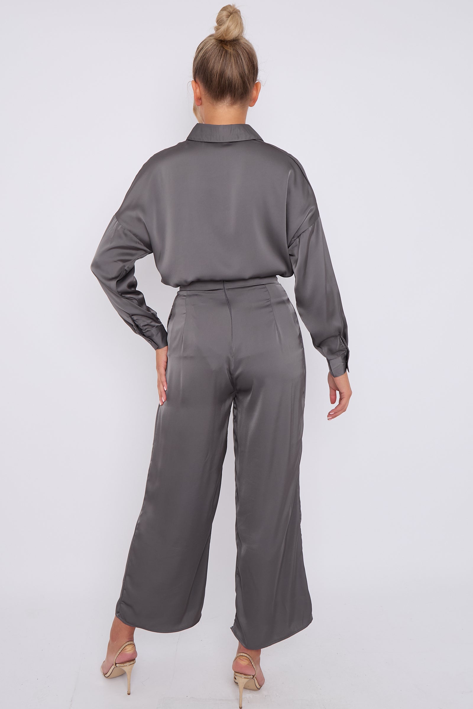 Love Sunshine Grey Brushed Satin Shirt LS-2268
