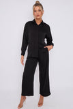 Love Sunshine Black Brushed Satin Trousers LS-2163-2