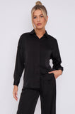 Love Sunshine Black Brushed Satin Shirt LS-2268