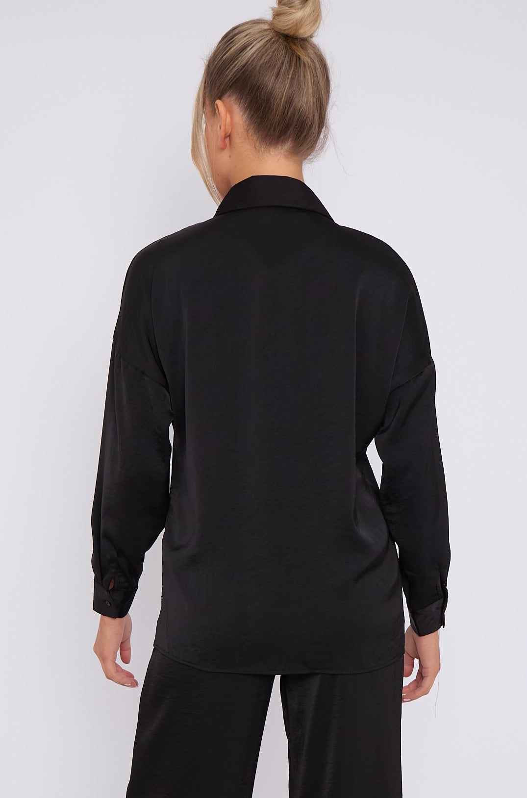 Love Sunshine Black Brushed Satin Shirt LS-2268
