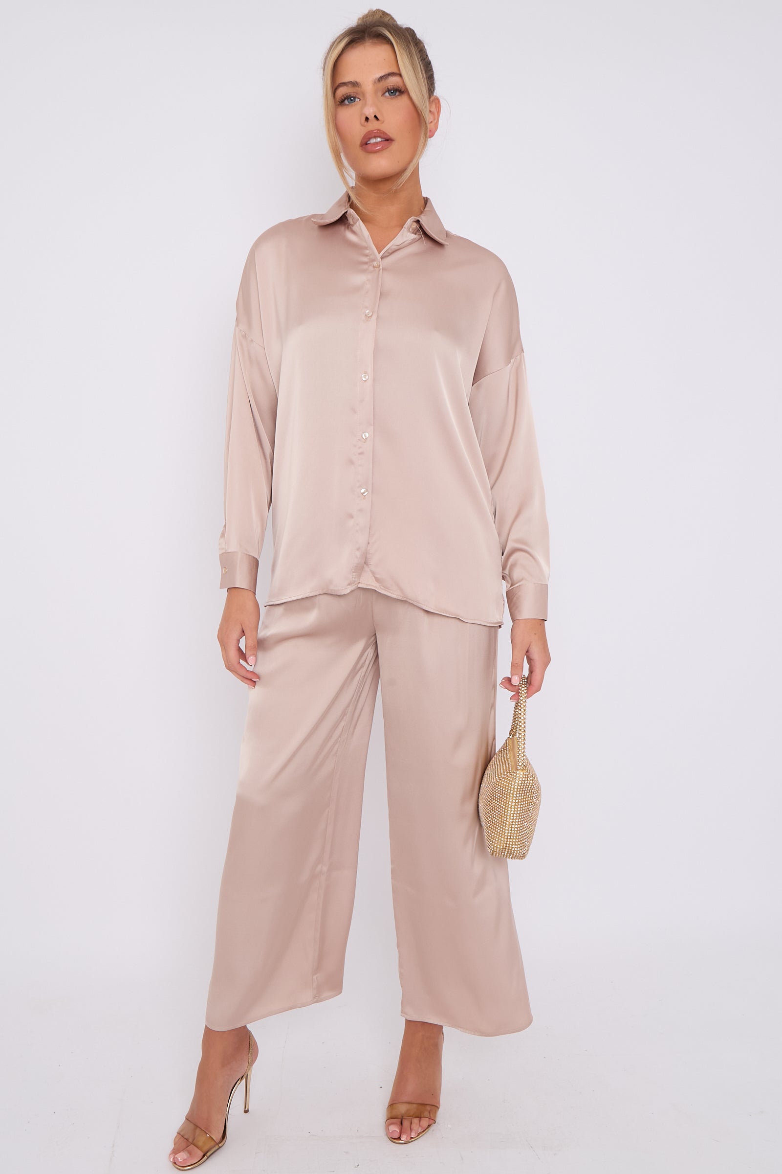 Love Sunshine Champagne Brushed Satin Shirt LS-2268