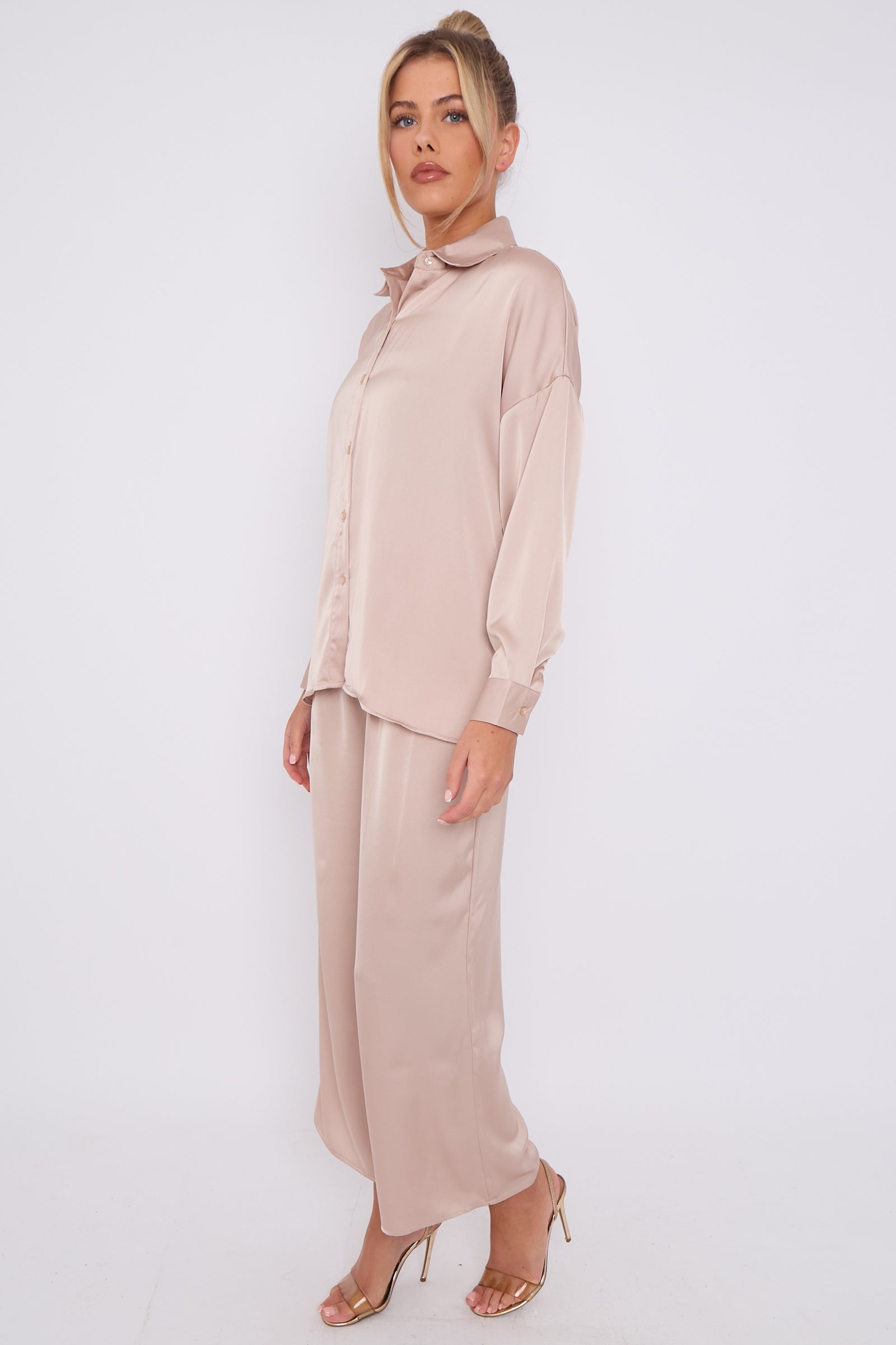 Love Sunshine Champagne Brushed Satin Trousers LS-2163-2