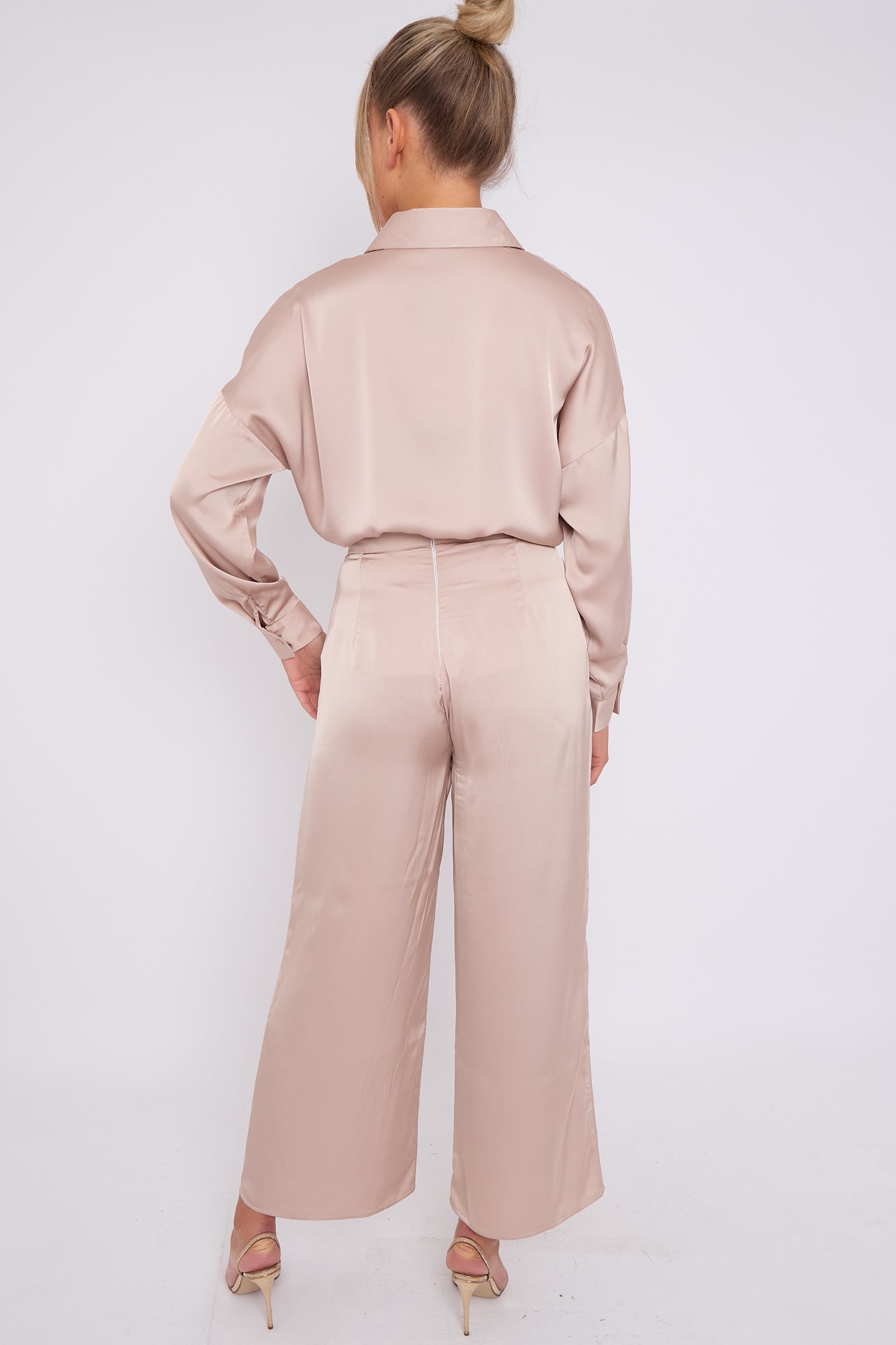 Love Sunshine Champagne Brushed Satin Trousers LS-2163-2