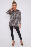 Love Sunshine Black Paisley Print Layer Satin Oversized Shirt LS-5003