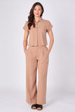 8Pcs Beige Pinstripe Shirt and Trousers set
