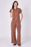 8Pcs Brown Pinstripe Shirt and Trousers set