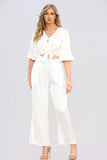 8Pcs White Brushed Satin Co-ord Trousers Set