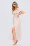 8Pcs Cream Ditsy Floral Print Frill Bardot Maxi Dress