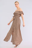 8Pcs Tean Leopard Printed Frill Bardot Maxi Dress