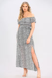 8Pcs Grey Snake Print Frill Bardot Maxi Dress