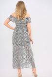 8Pcs Grey Snake Print Frill Bardot Maxi Dress