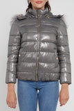 6Pcs Grey Shiny Puffer Jacket with Grey Faux Fur