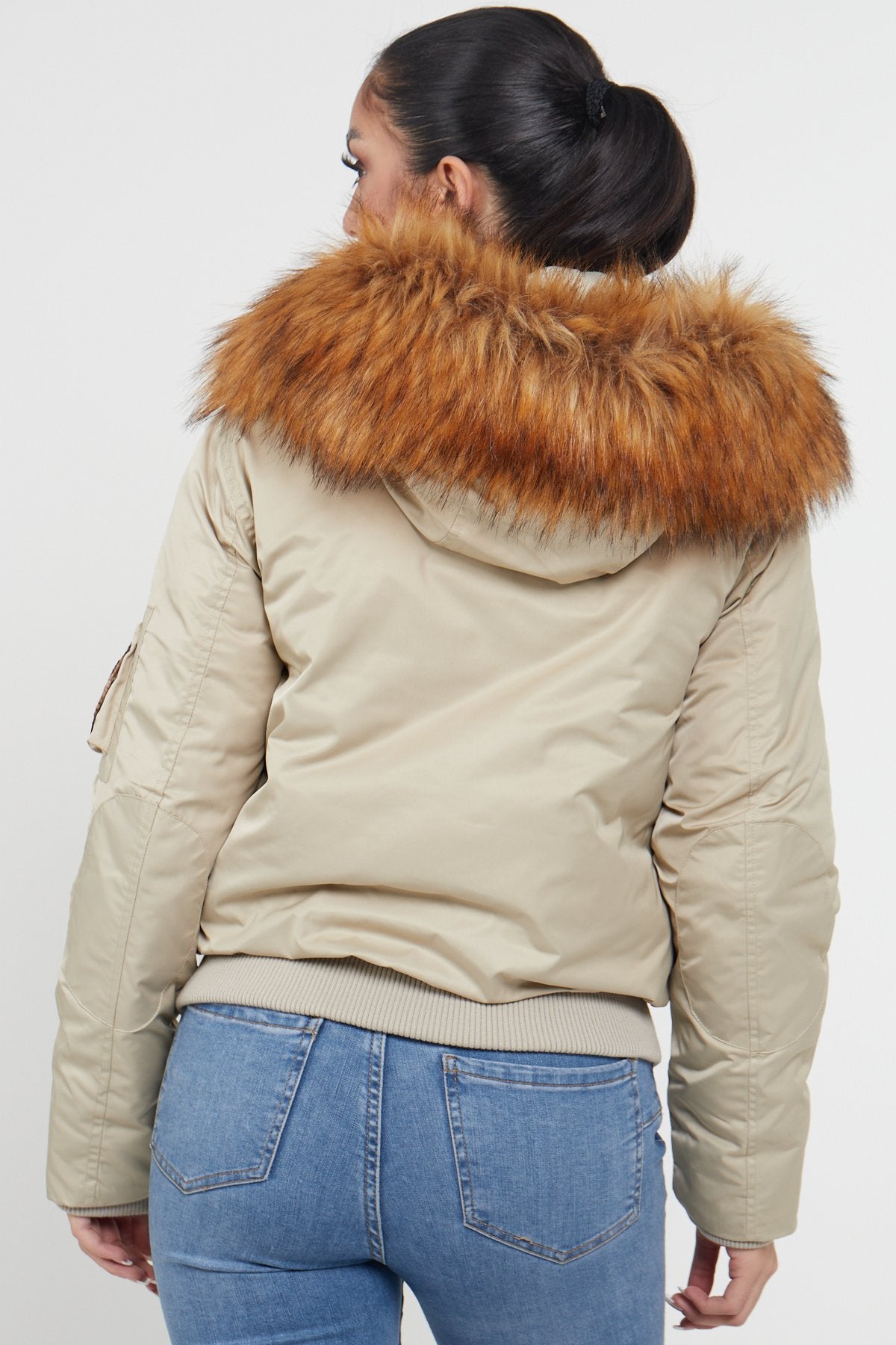 8Pcs Beige Bomber Para Jacket