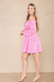 8Pcs Pink Leopard Print Bardot Mini Dress