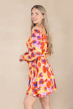 8Pcs Pink Printed Cold Shoulder Bardot Mini Dress