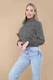 8Pcs Black Leopard Shirred Waist Crop Top