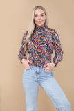 8Pcs Rainbow Leopard Shirred Waist Crop Top